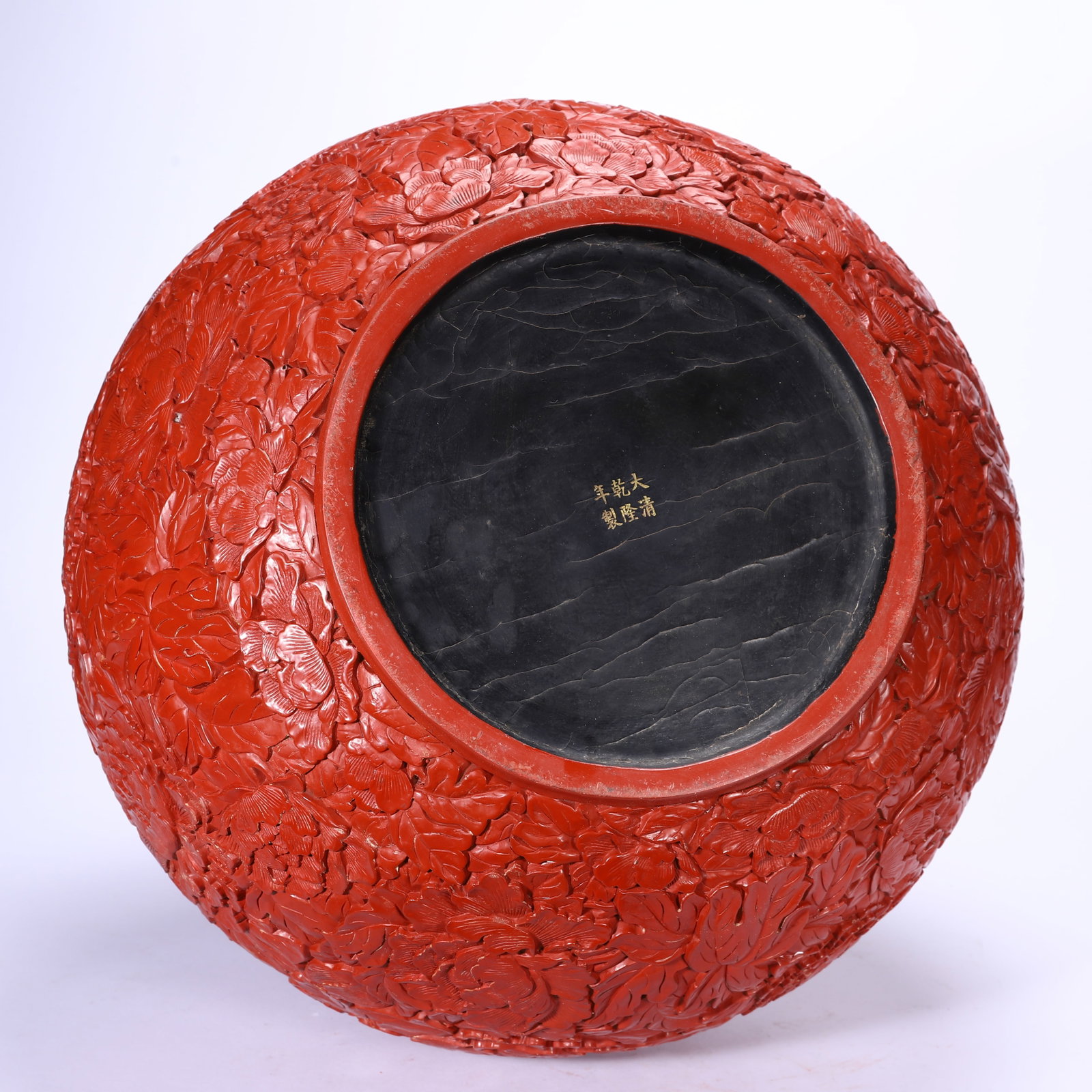 Lacquerware Red Carved Flower Pattern Tianqiu Vase - 9
