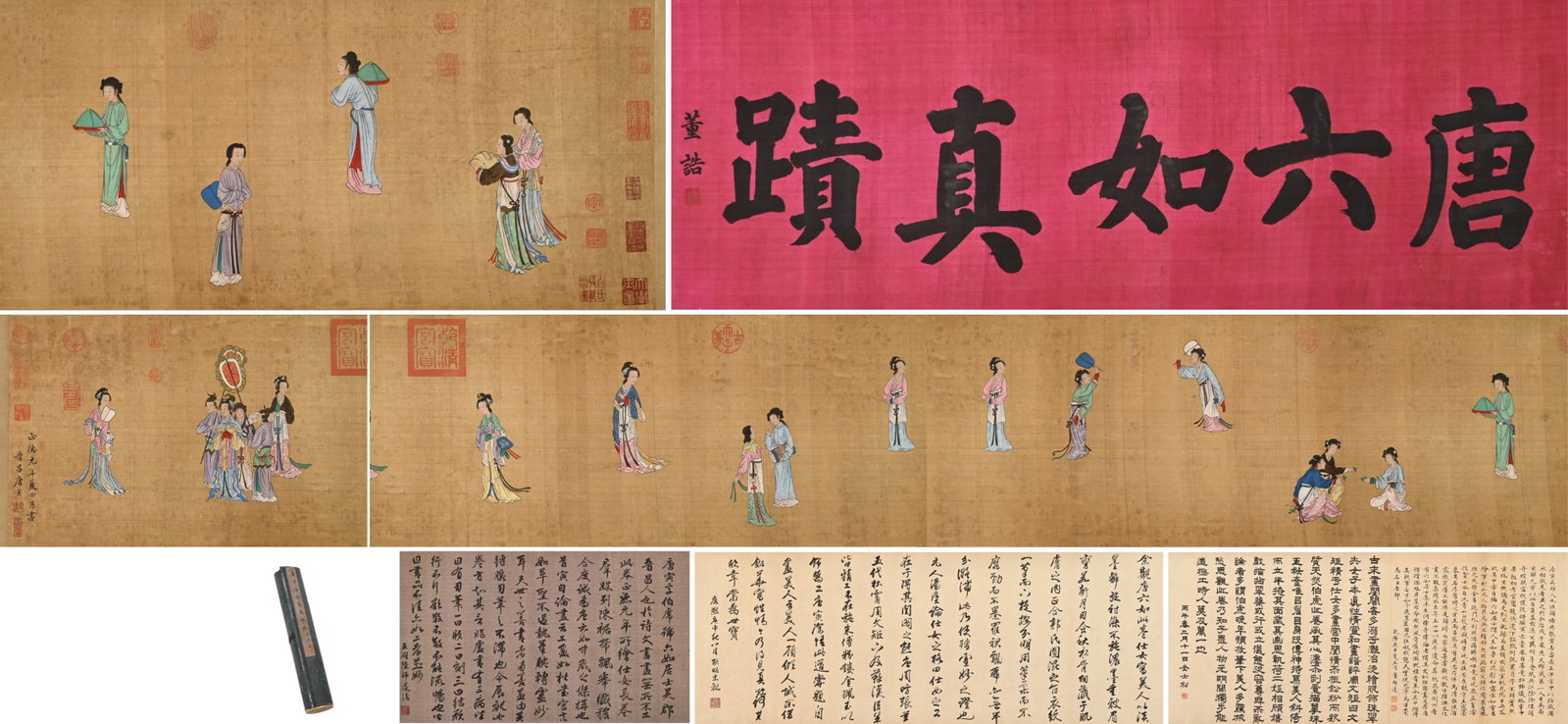 Chinese Drawing Beauty Story Hand Scroll,Tang Yin Mark: Chinese Drawing Beauty Story Hand Scroll,Tang Yin Mark (645 x 36.6cm)