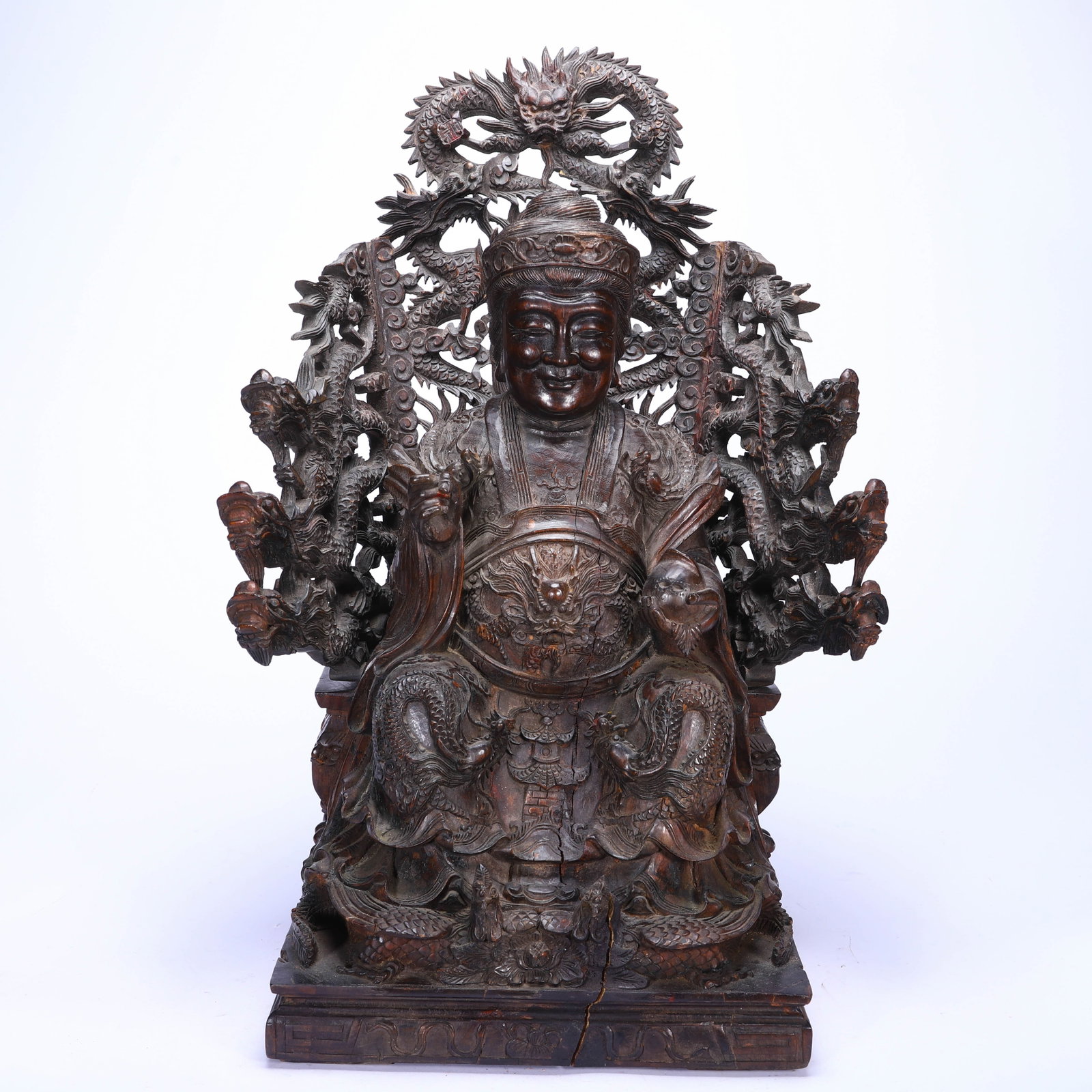 A Chinese Zitan Wood God of Wealth Carved Figure: A Chinese Zitan Wood God of Wealth Carved Figure (31 x 23 x 48cm)