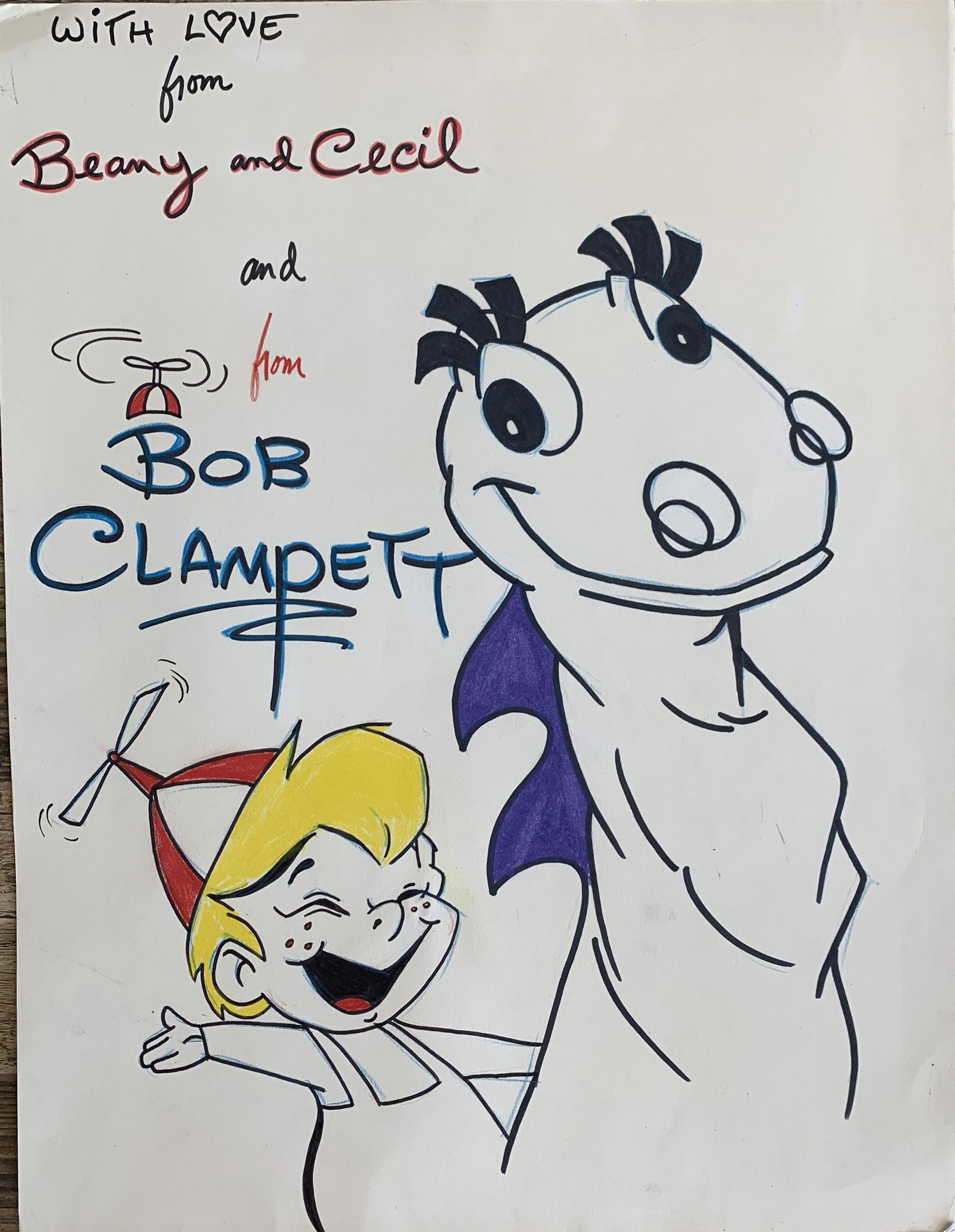 Bob Clampett hand drawn and signed Beany and Cecil (1 of 1)