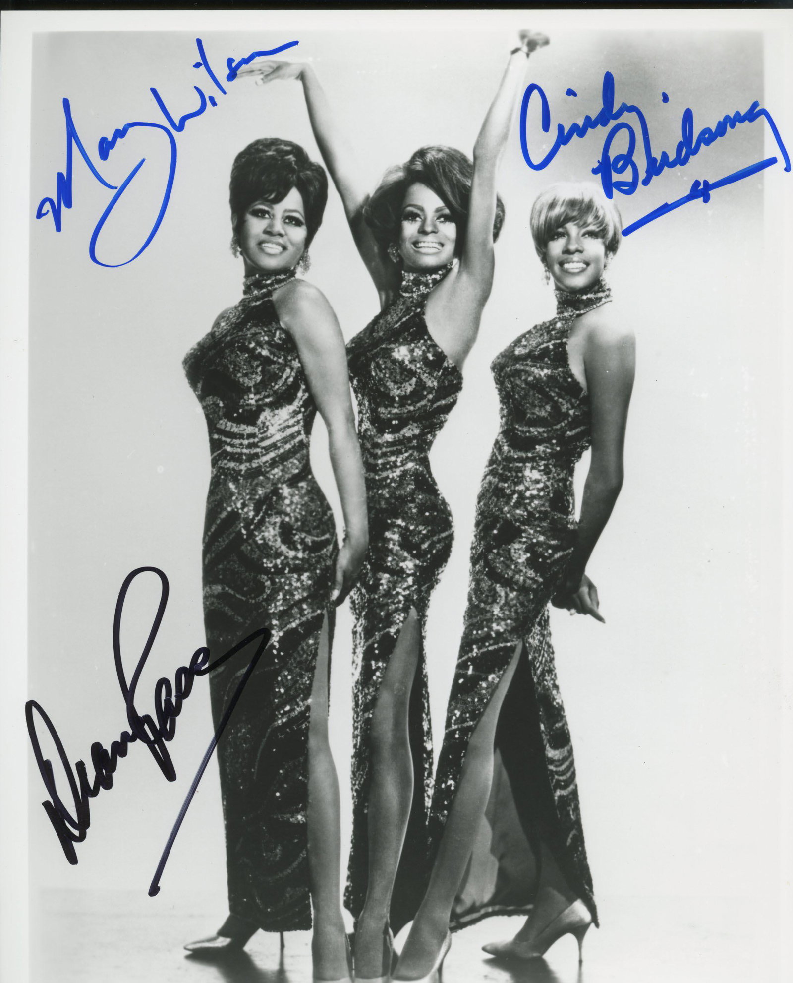 The Supremes signed photo: The Supremes signed photo autographed by Diana Ross, Cindy Birdsong and Mary Wilson. 8x10 inches.