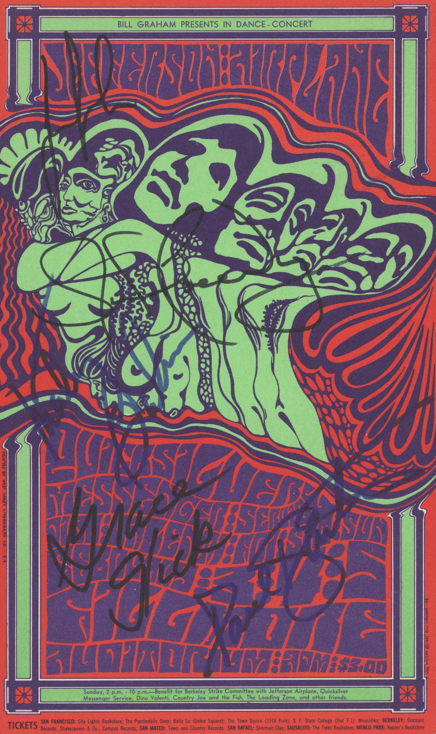 Jefferson Airplane signed Fillmore postcard (1 of 1)