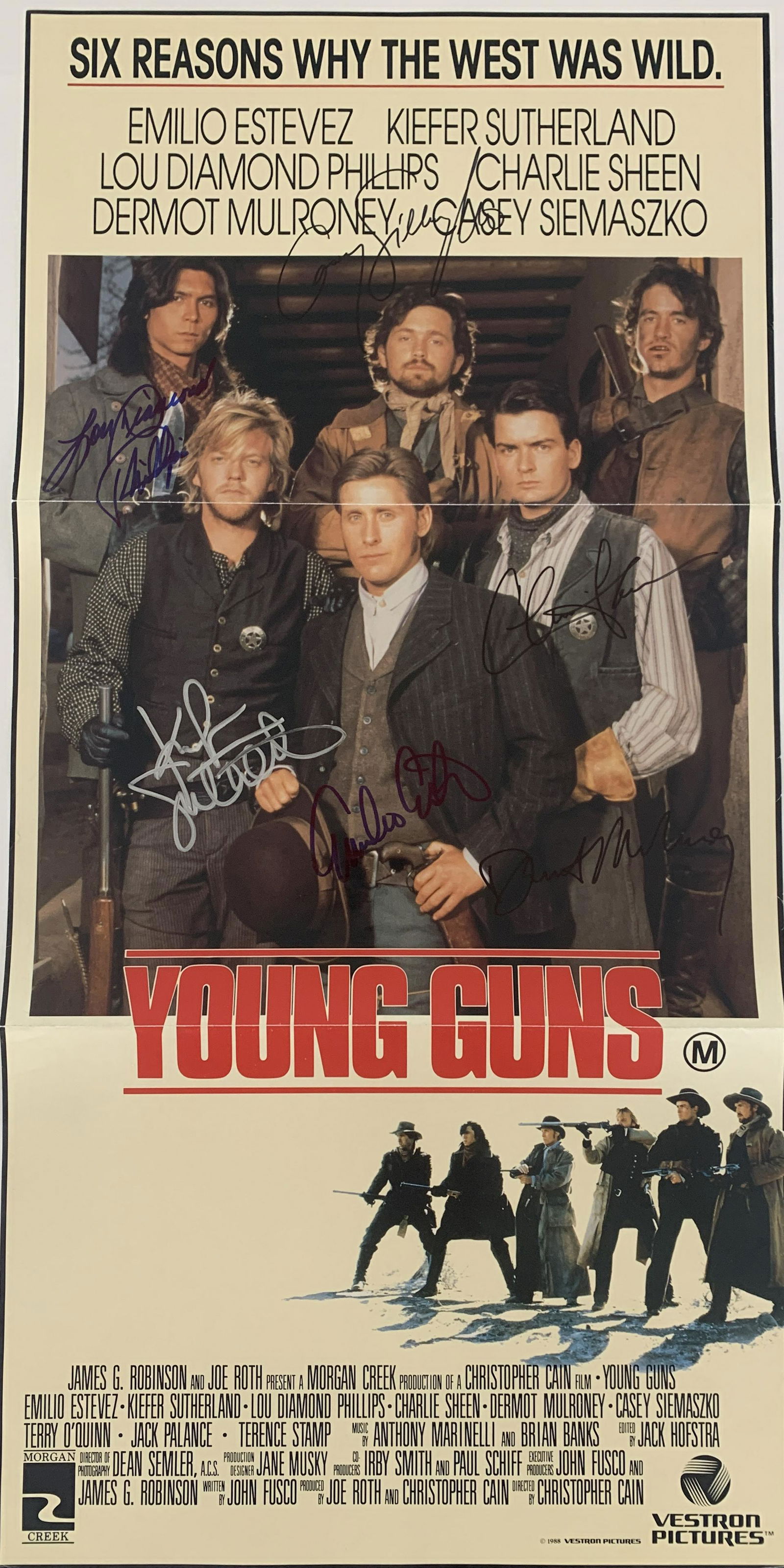 Young Guns Signed Movie Poster Jul 25 Heroes Legends In Ca