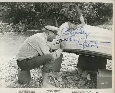 Father Goose Cary Grant signed movie photo: Father Goose signed movie photo autographed by Cary Grant. 8x10 inchesâ€”-This autograph is certified by a 20 year plus member of IADA (International Autograph Dealers Association) , UACC