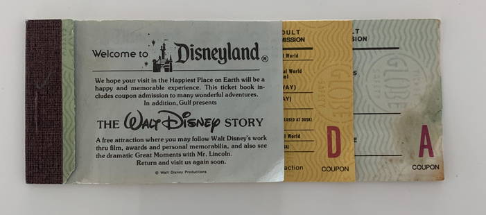 Disneyland admission ticket book: Disneyland admission ticket bookâ€”-This autograph is certified by a 20 year plus member of IADA (International Autograph Dealers Association) , UACC (Universal Autograph Collectors Club), IACC -