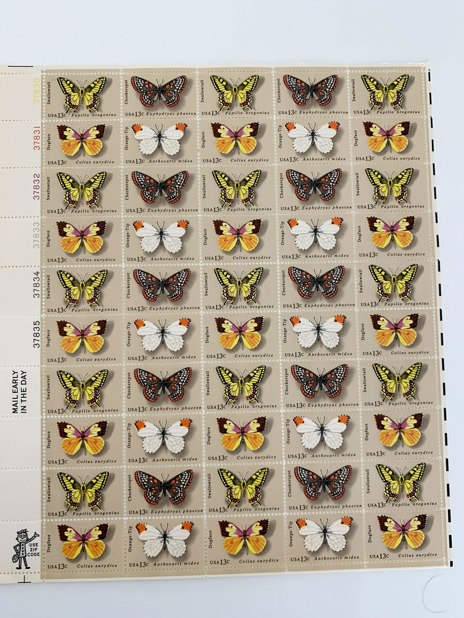 USPS Butterfly Series Sheet of 50 x 13 Cent US Postage (1 of 1)
