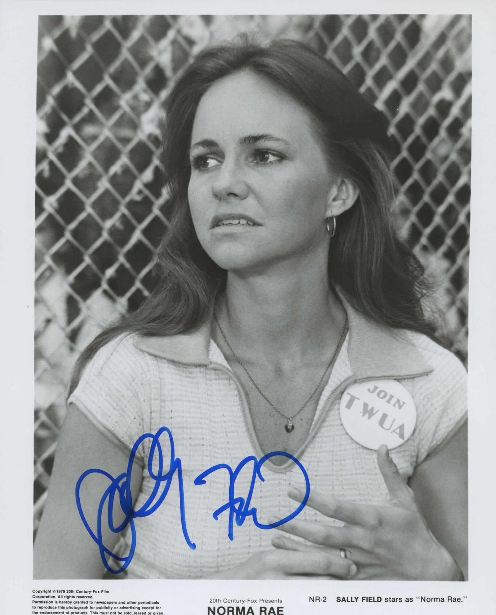 Norma Rae Sally Field signed movie photo (1 of 1)