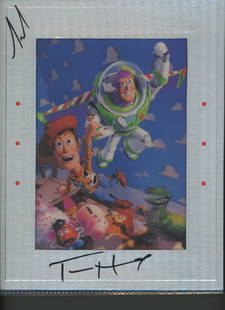 Toy Story signed lenticular movie photo: Tom Hanks and Tim Allen signed Toy Story lenticular movie photo. 8.5x11 inches.â€”-This autograph is certified by a 20 year plus member of IADA (International Autograph Dealers Association) ,