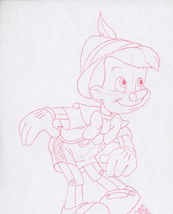 Original Pinnochio drawn signed sketch: Original Pinnochio sketch hand drawn and signed by Mike Royer.â€”-This autograph is certified by a 20 year plus member of IADA (International Autograph Dealers Association) , UACC (Universal