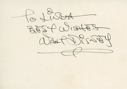 Walt Disney signed note: Walt Disney signed noteâ€”-This autograph is certified by a 20 year plus member of IADA (International Autograph Dealers Association) , UACC (Universal Autograph Collectors Club), IACC -