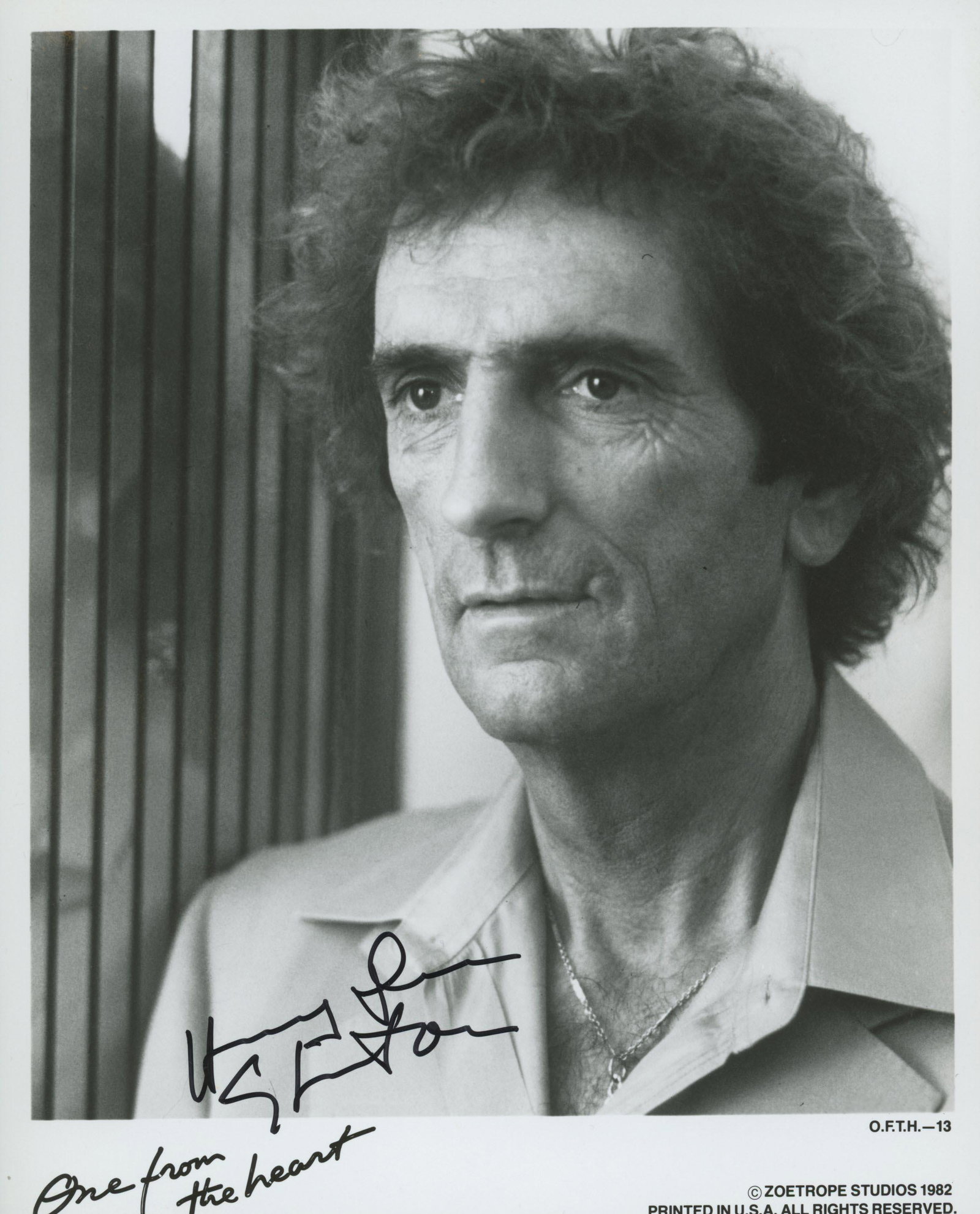 One From the Heart Harry Dean Stanton signed movie: One From the Heart movie photo autographed by Harry Dean Stanton.â€”-This autograph is certified by a 20 year plus member of IADA (International Autograph Dealers Association) , UACC (Universal A