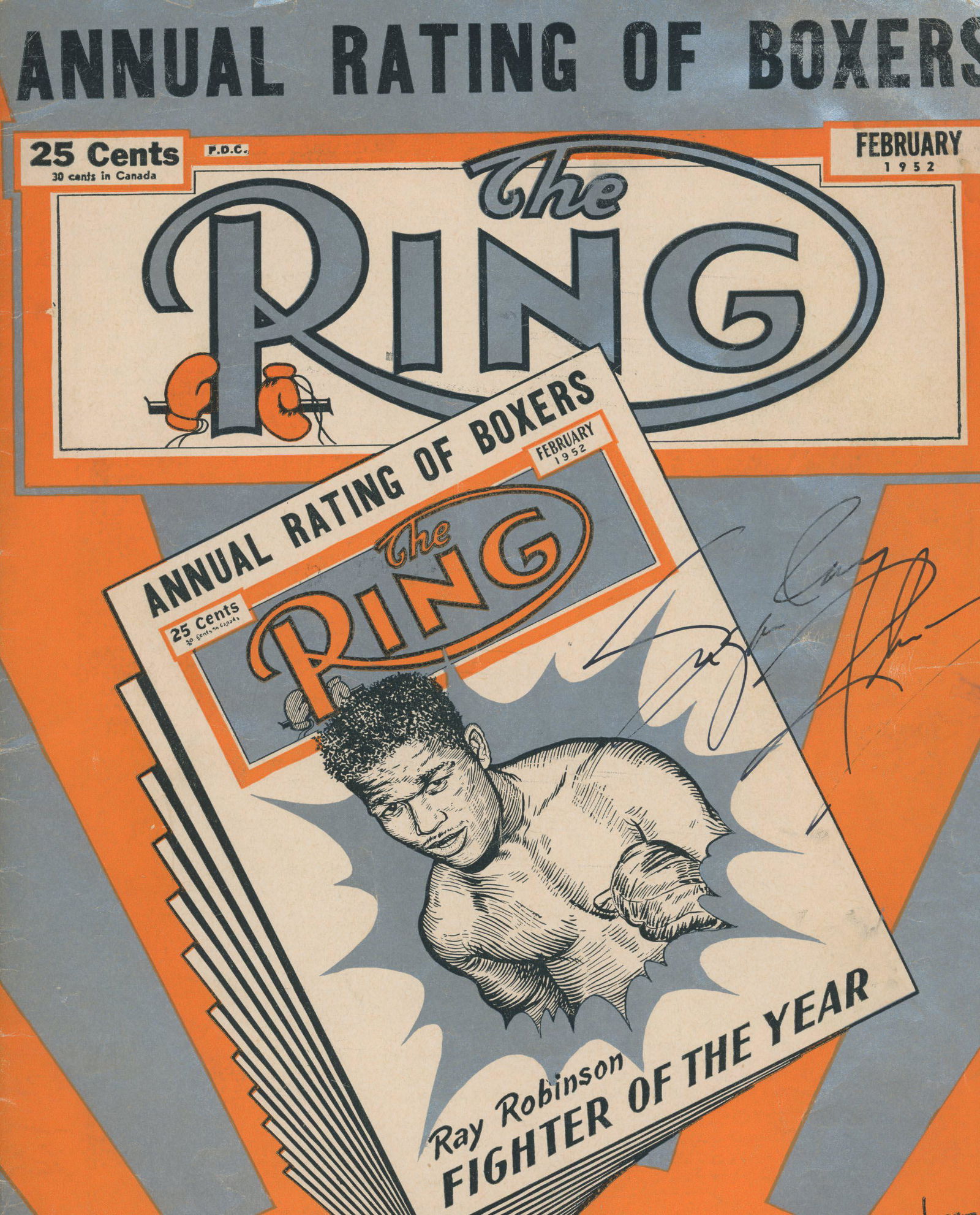 The Ring Sugar Ray Robinson signed magazine. (1 of 1)