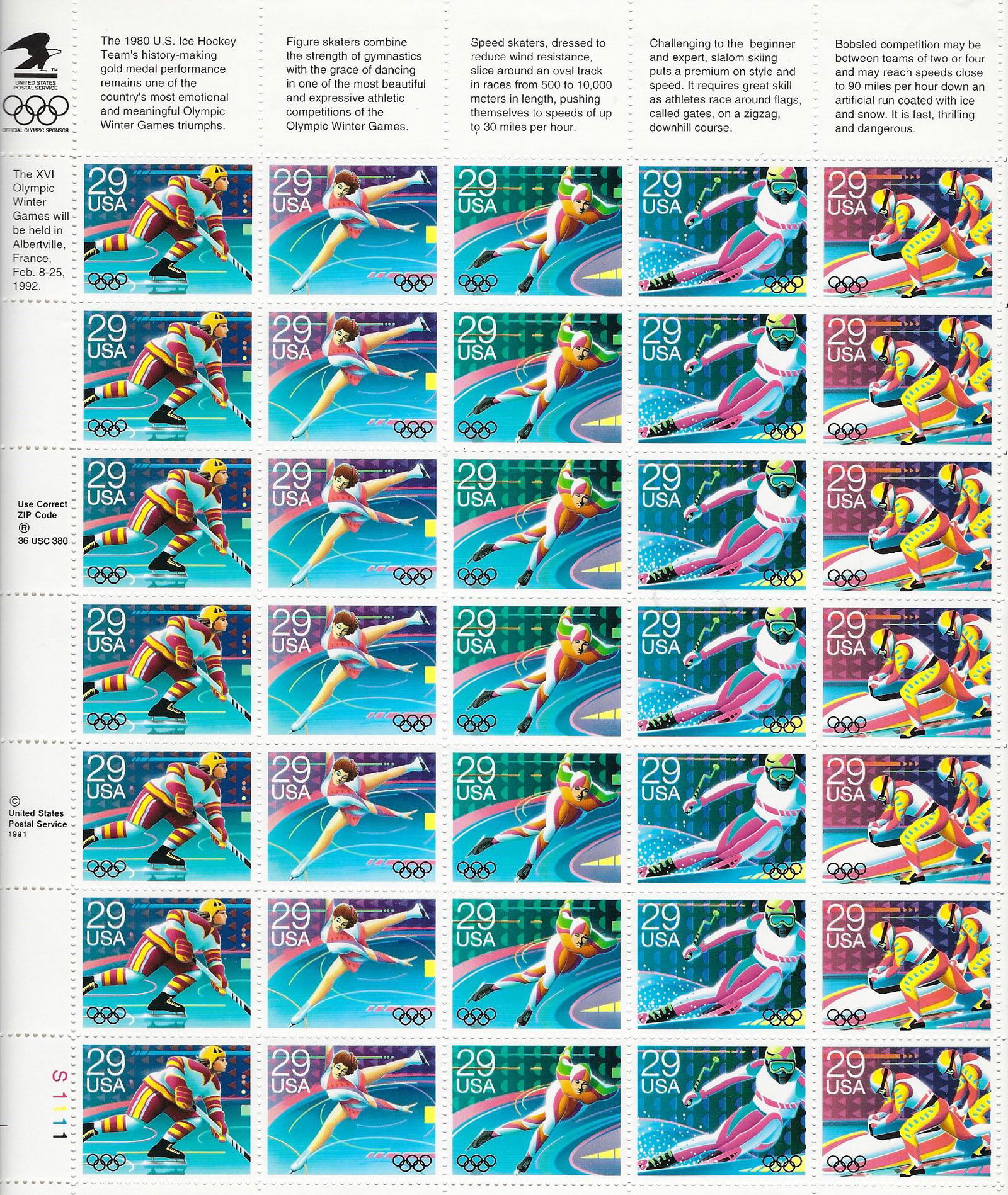 1992 Winter Olympics Stamps (1 of 1)