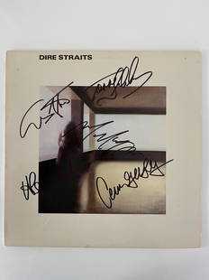 Dire Straits signed self title album: Dire Straits signed self title album autographed by Mark Knopfler, Alan Clark, John Illsley, Guy Fletcher, and Terry Williams