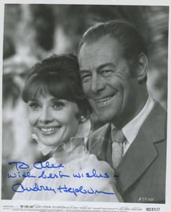 Audrey Hepburn/ My Fair Lady signed photo: My Fair Lady signed movie promotional photo autographed by Audrey Hepburn. 8 x 10 photo.