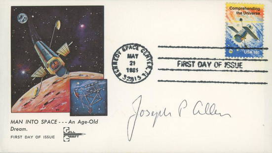 Man into Space Joseph P. Allen signed First Day Cover: Man into Space signed First Day Cover autographed by Joseph P. Allen