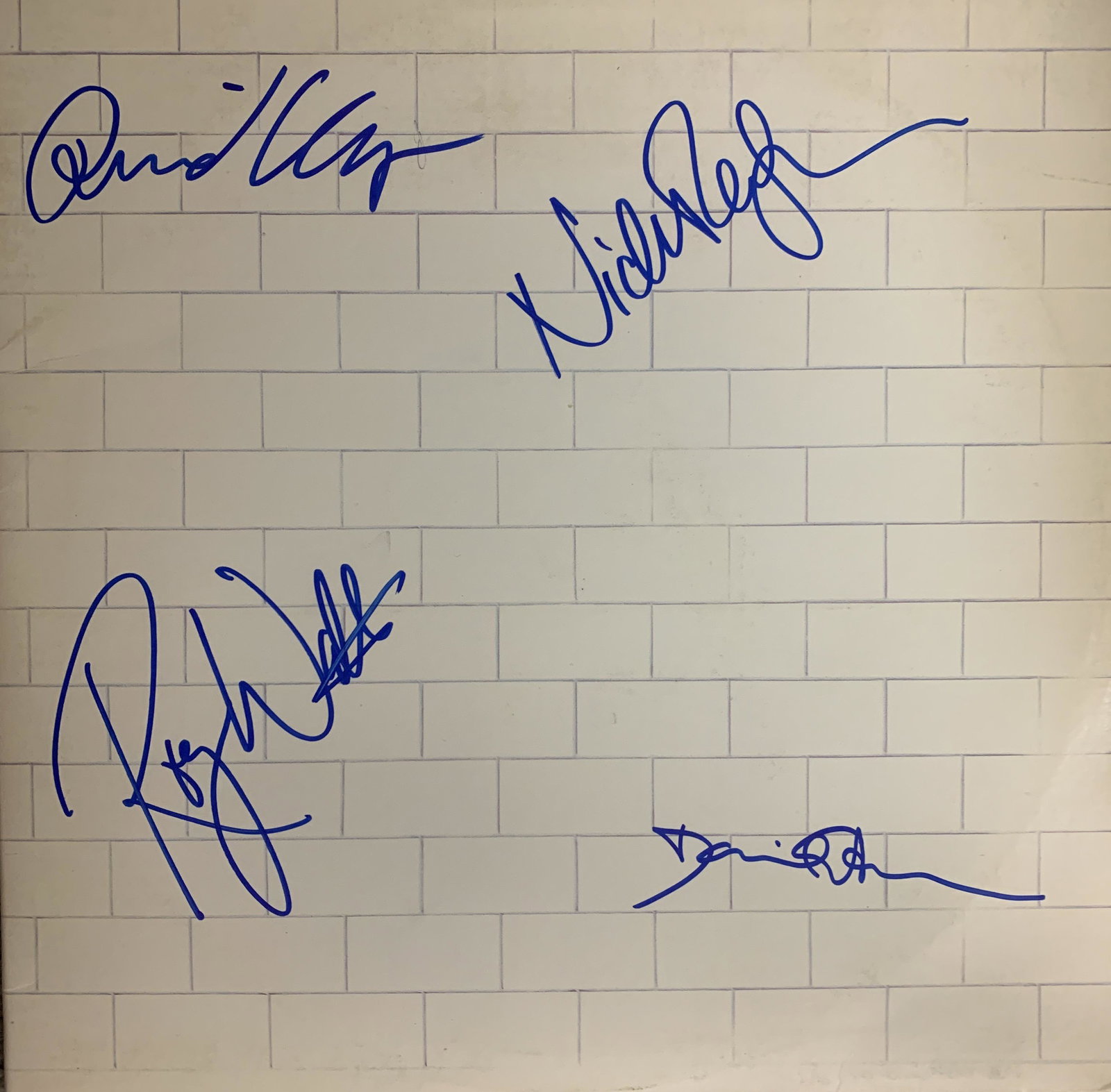 Pink Floyd signed album: Pink Floyd The Wall album signed by David Gilmour, Richard Wright, Nick Mason and Roger Waters