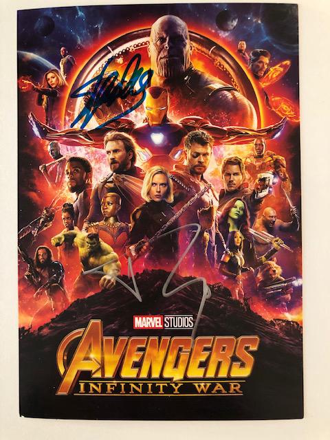 Avengers Infinity War signed postcard: Avengers Infinity War postcard signed by Stan Lee and Robert Downey Jr. 5.5x7 inches