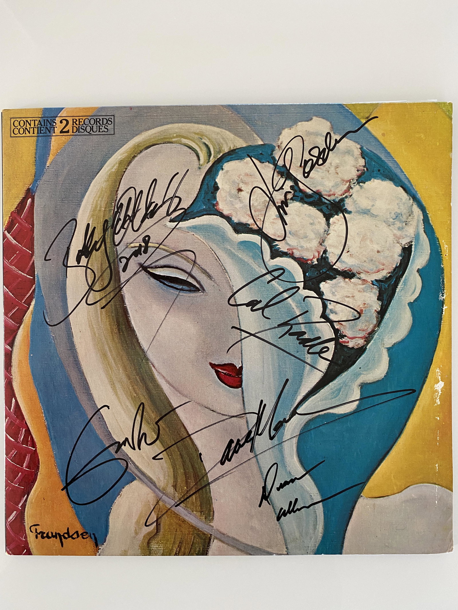 Derek and the Dominos signed Layla album: Derek and the Dominos signed Layla album autographed by Eric Clapton, Duane Allman, Dave Mason, Bobby Whitlock, Jim Gordon, Carl Radle