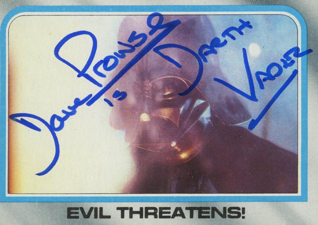Star Wars Dave Prowse signed official trading card: Star Wars: The Empire Strikes Back Evil Threatens! signed official trading card autographed by Dave Prowse.