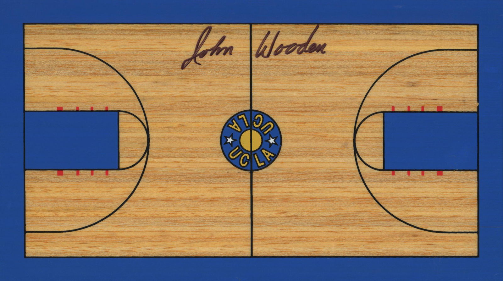 UCLA John Wooden signed basketball coaching board: UCLA John Wooden signed basketball coaching board