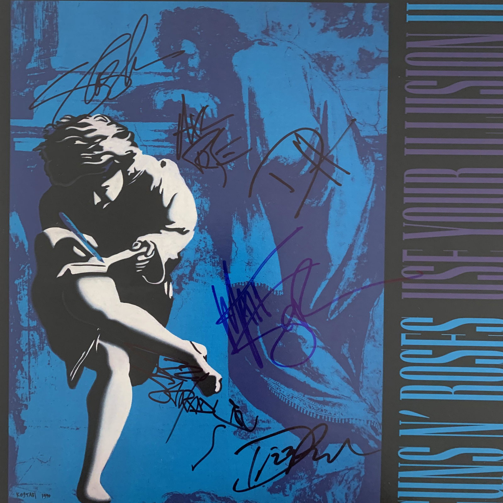 Guns N Roses Use Your Illusion II signed album: Guns N Roses Use Your Illusion II signed album autographed by Axl Rose, Slash, Duff McKagen, Izzy Stradlin, Dizzy Reed and Matt Sorum