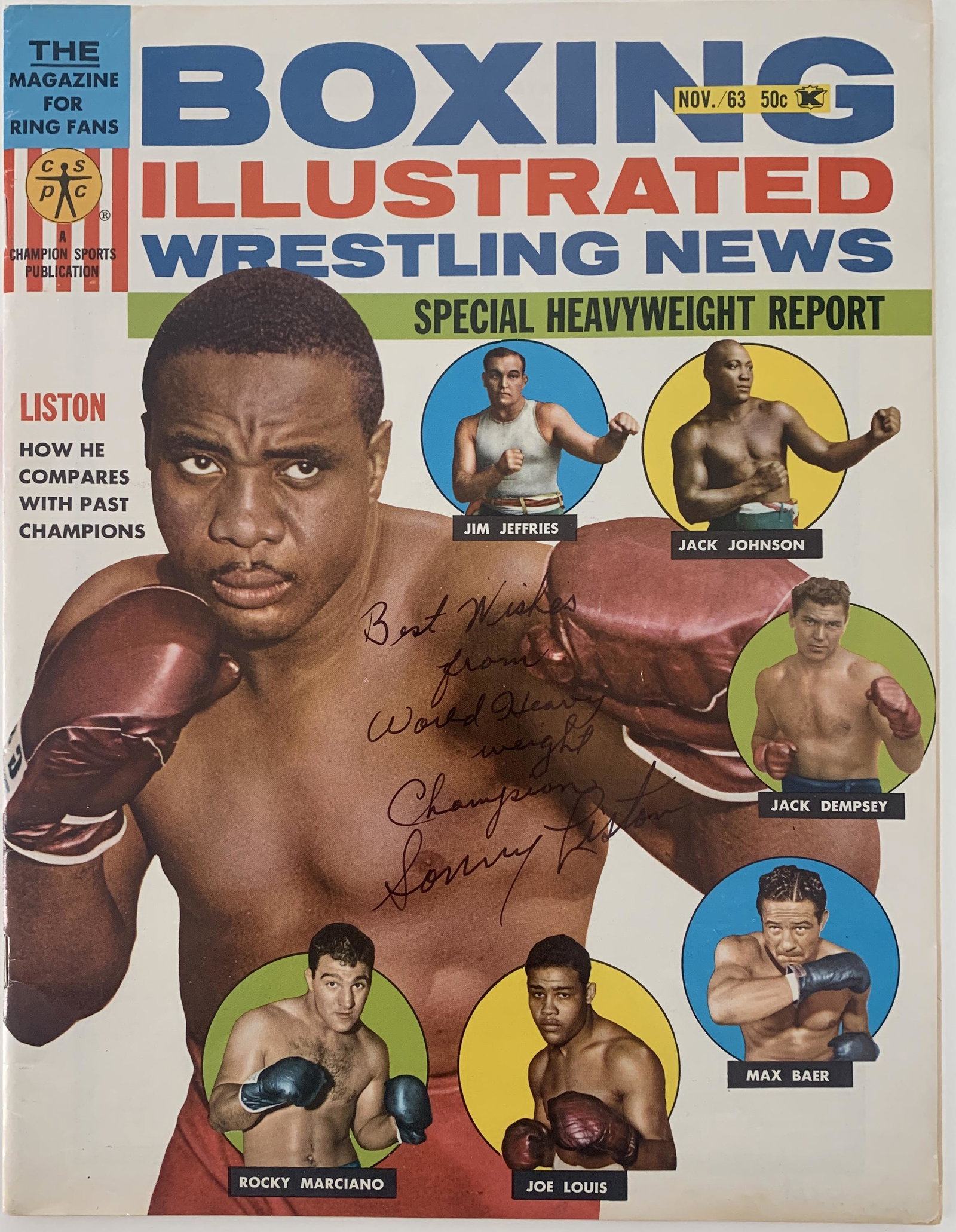 Sonny Liston signed Boxing Illustrated Magazine: Sonny Liston signed Boxing Illustrated Magazine. Dated November 1963