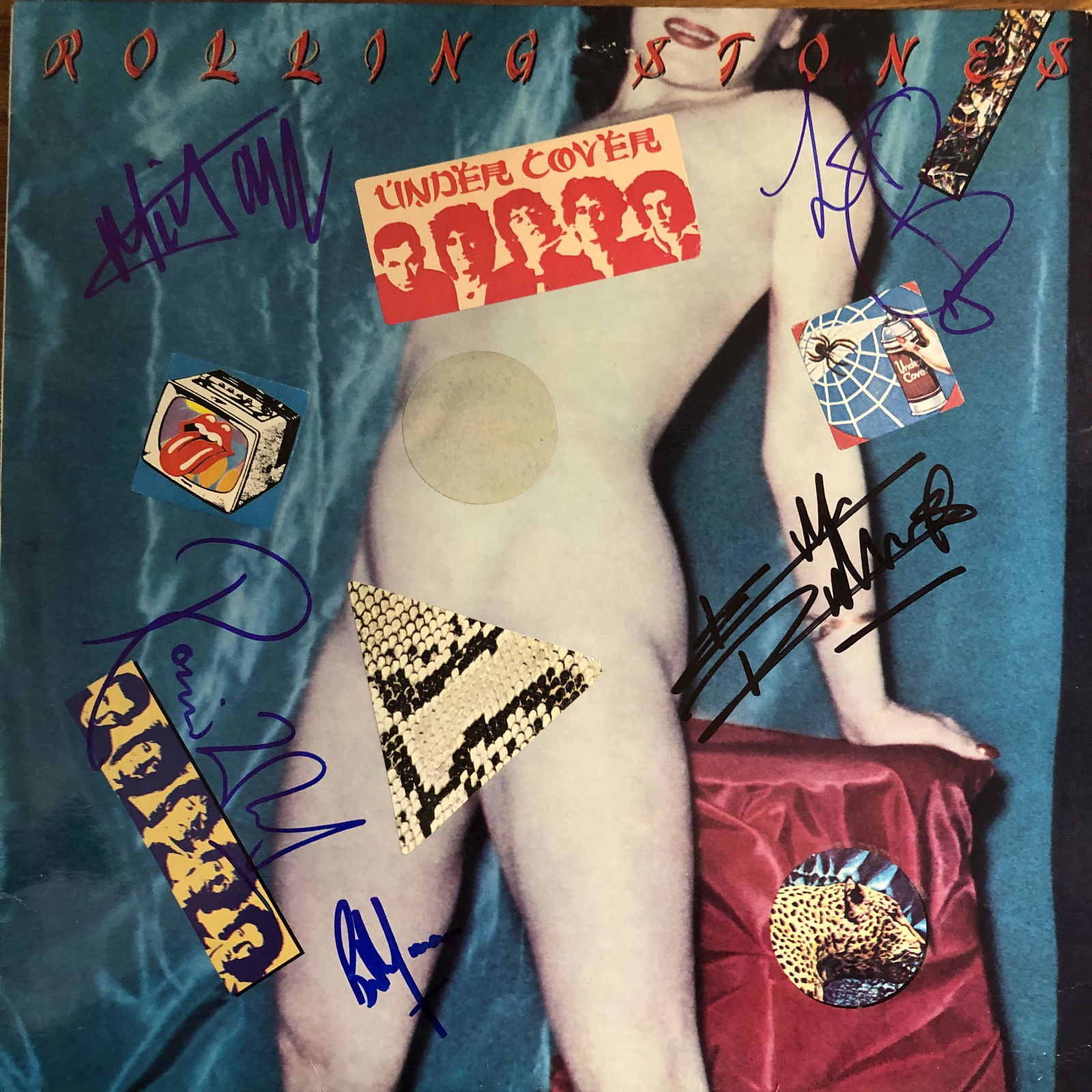 Rolling Stones signed album: Rolling Stones Under Cover album signed by Mick Jagger, Keith Richards, Bill Wyman, Ronnie Wood and Charlie Watts