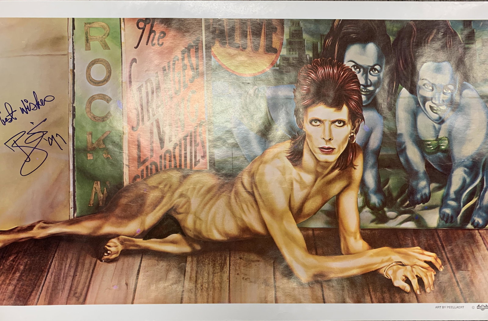 David Bowie Diamond Dogs signed poster: David Bowie Diamond Dogs signed poster. 17x32 inches