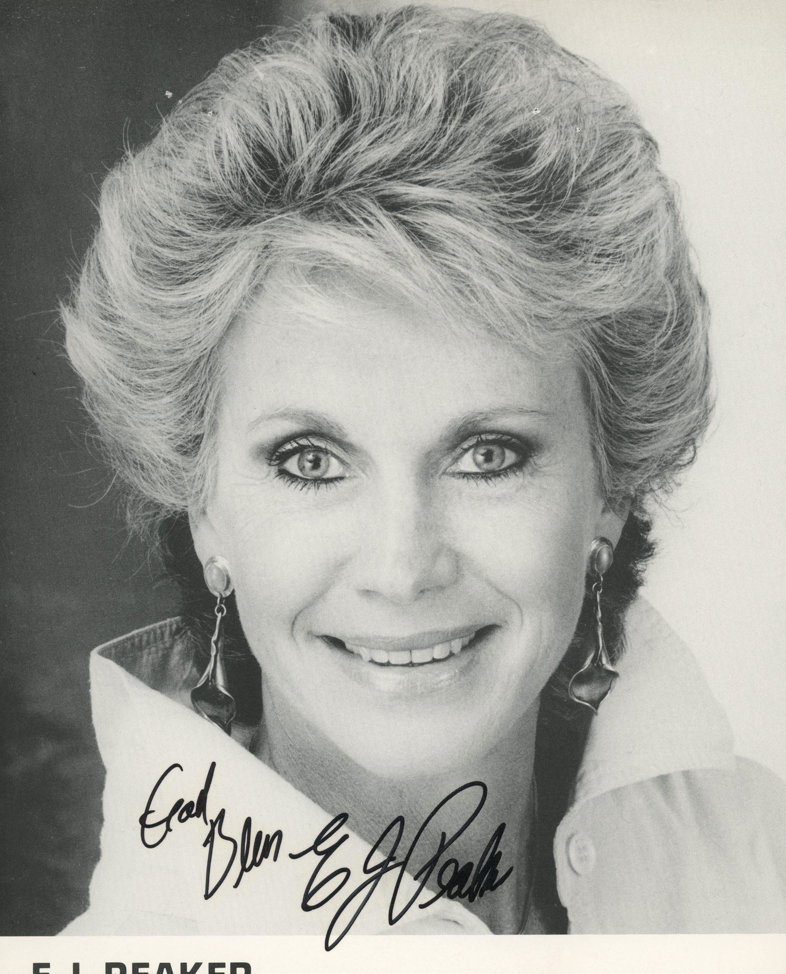 E.J. Peaker signed photo: E.J. Peaker signed photo. 8x10 inches