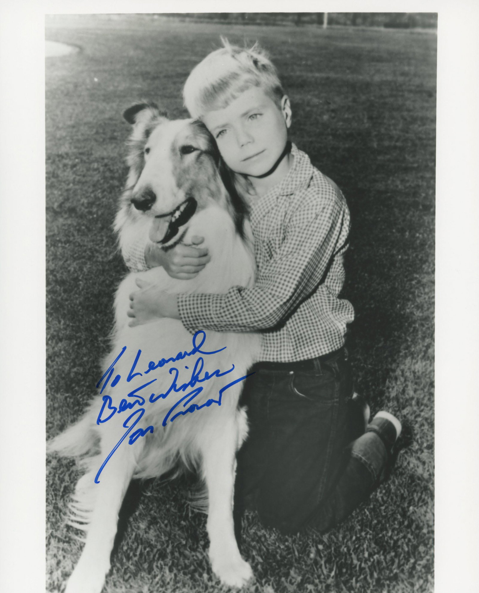 Lassie Jon Provost signed photo: Lassie signed photo autographed by Jon Provost.