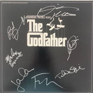 The Godfather cast signed sound track: The Godfather cast signed sound track autographed by Marlon Brando, Al Pacino, Robert Duvall, Diane Keaton, Talia Shire, James Caan and Francis Ford Coppola