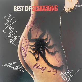 The Scorpions Best of the Scorpions signed album: The Scorpions Best of the Scorpions signed album autographed by Uli Jon Roth, Matthias Jabs, Klaus Meine, Rudolf Schenker, Michael Schenker, Herman Barbell and Francis Buccholz