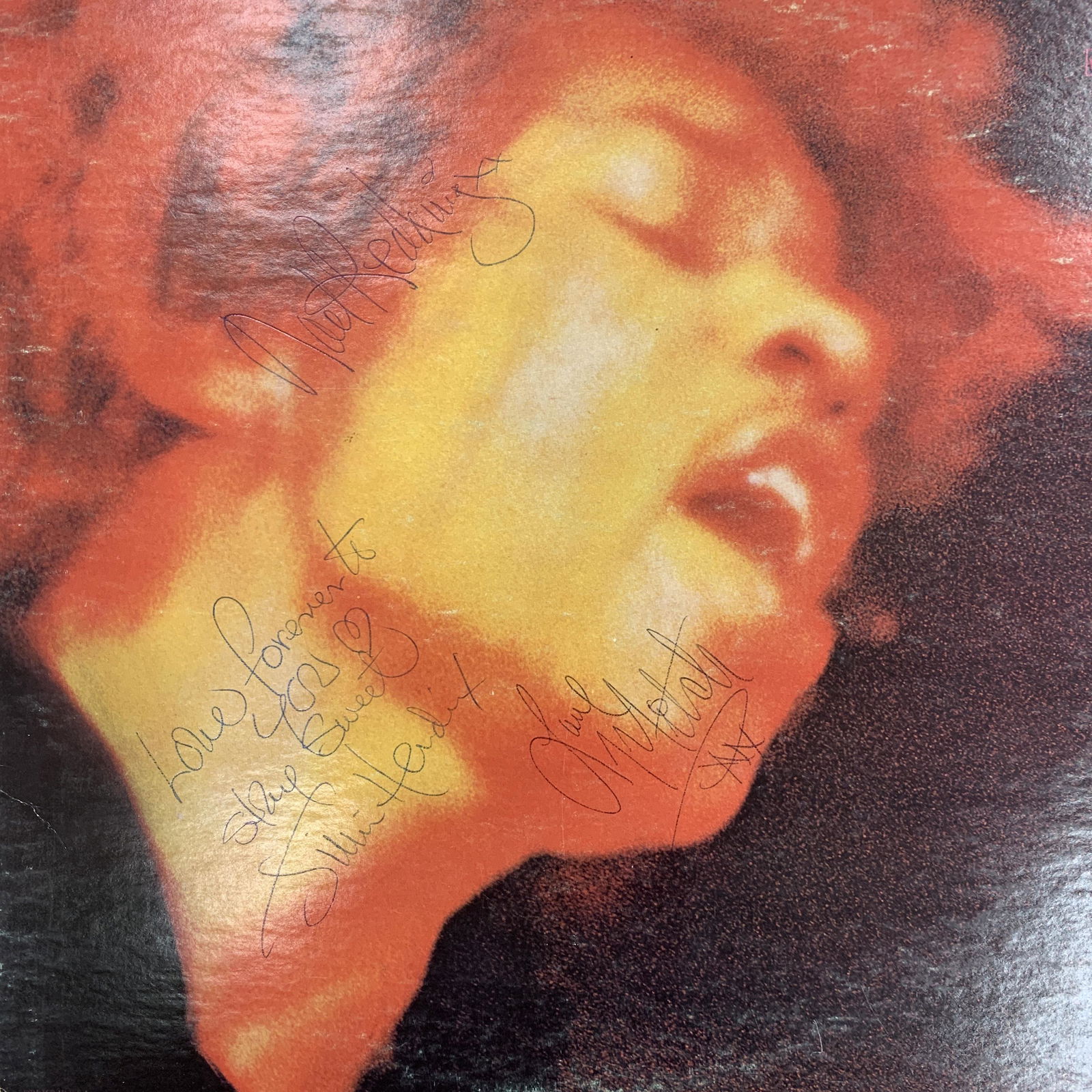 Jimi Hendrix Experience signed album: Jimi Hendrix Experience signed album autographed by Jimi Hendrix and inscribed "Love Forever, You Stay Sweet" Also signed by Noel Redding and Mitch Mitchell