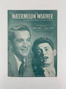 Perry Como signed sheet music: Perry Como Watermelon Weather autographed sheet music