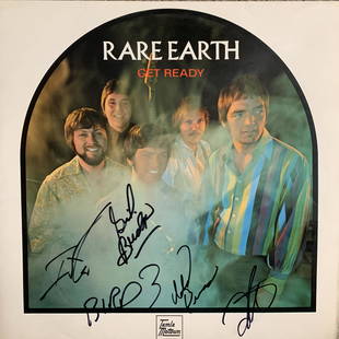 Rare Earth Get Ready signed album: Rare Earth Get Ready signed album autographed by Gil Bridges, Randy Burgdoff, Ivan Greilich, Mike Bruner and Jerry Lou Patterson