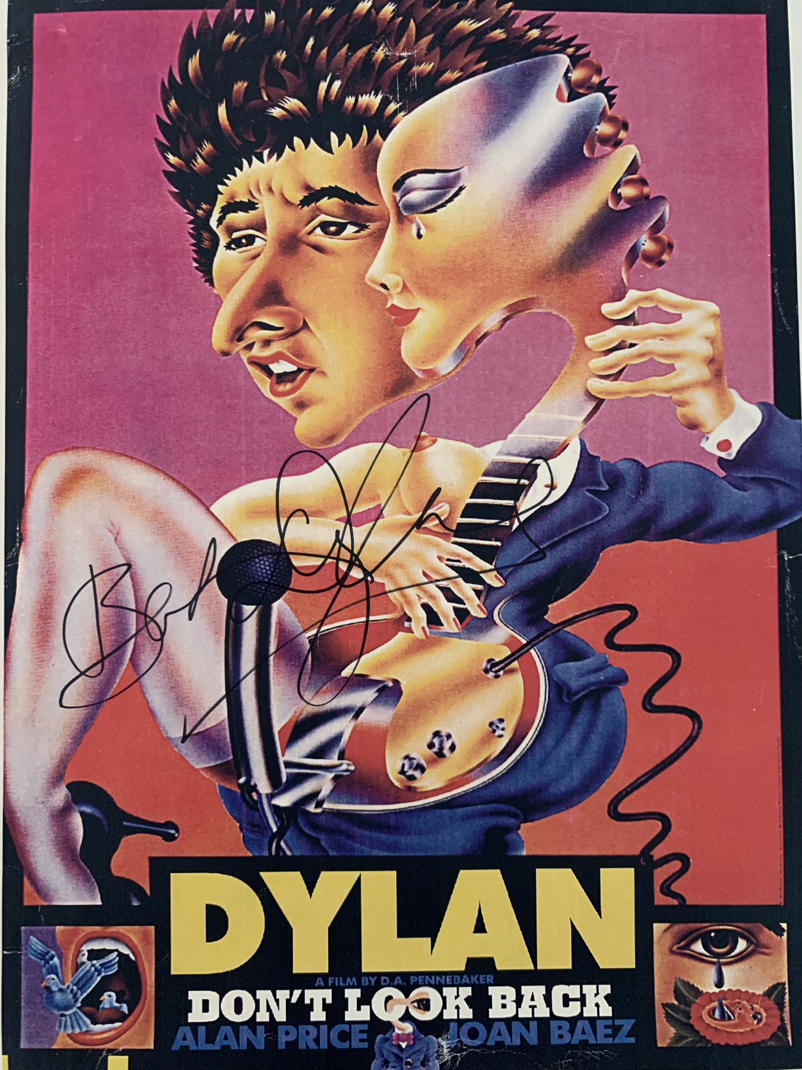 Bob Dylan signed mini poster: This is a Bob Dylan signed Dont Look Back Mini poster. this item is 12 x 18 inches