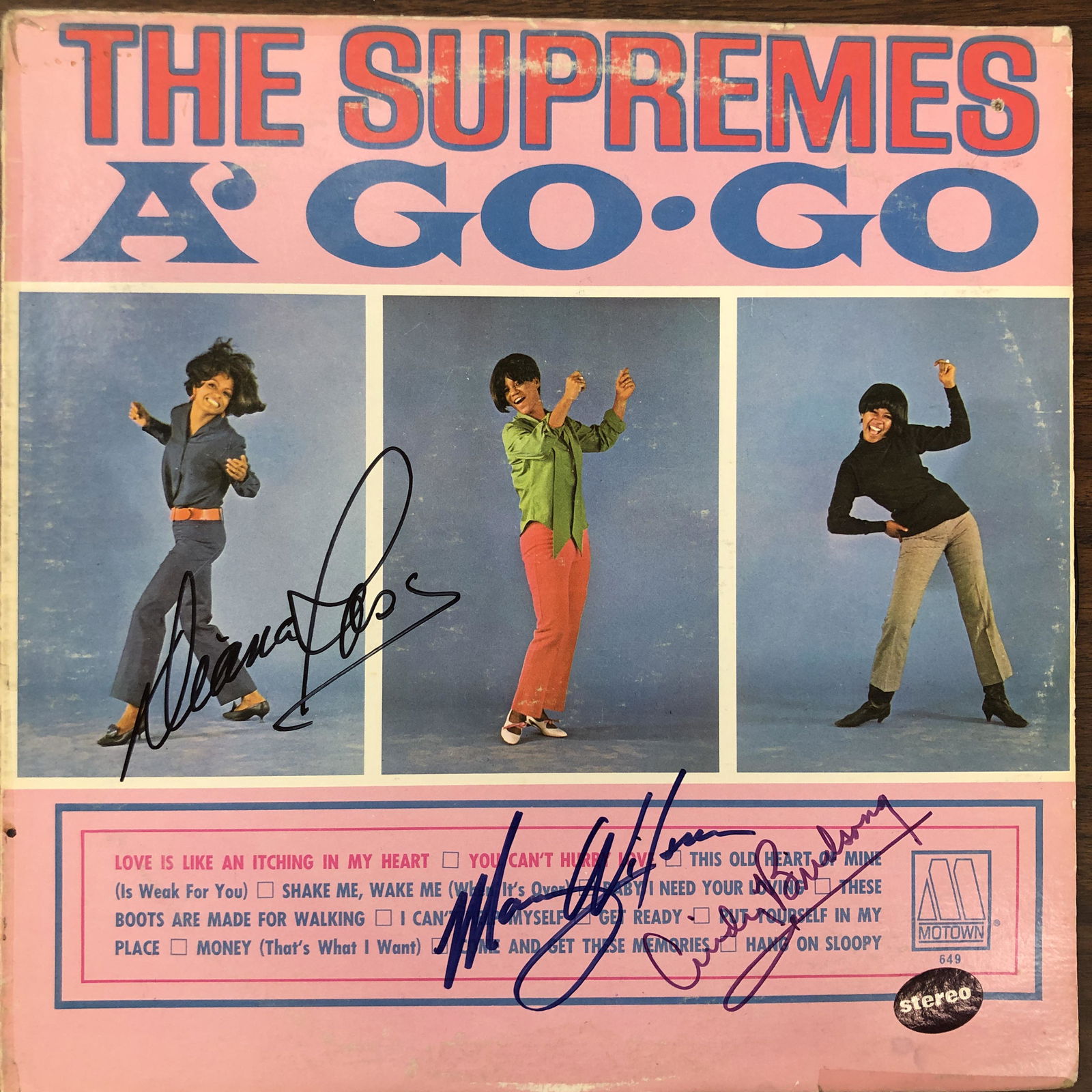 The Supremes signed album: The Supremes signed A' Go-Go album autographed by Diana Ross, Mary Wilson, Cindy Birdsong