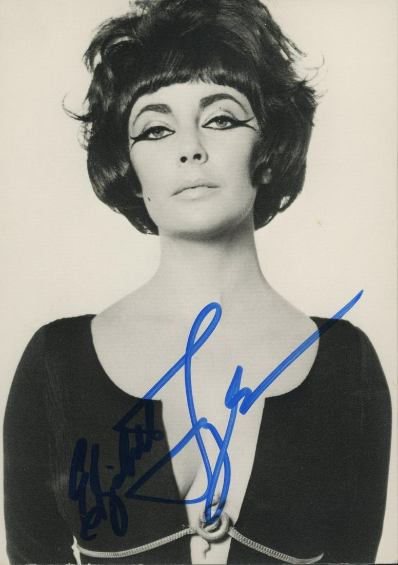 Elizabeth Taylor signed postcard: Elizabeth Taylor signed postcard. Rome, 1962, photograph by Bert Stern. From 'The Indomitable Spirit', an exhibition of photographers + friends united against AIDS.