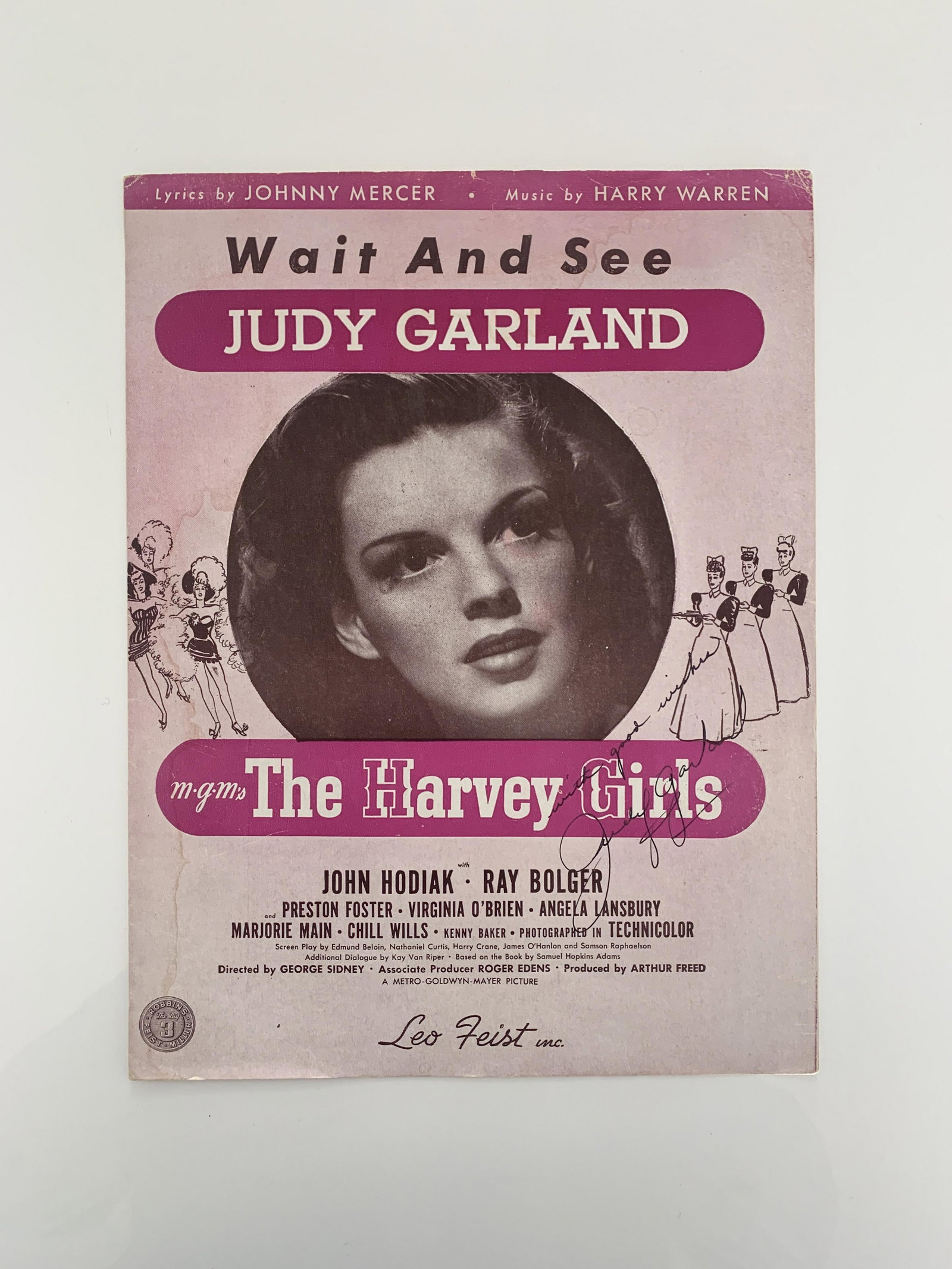 Judy Garland signed sheet music: Wait and See signed sheet music autographed by Judy Garland