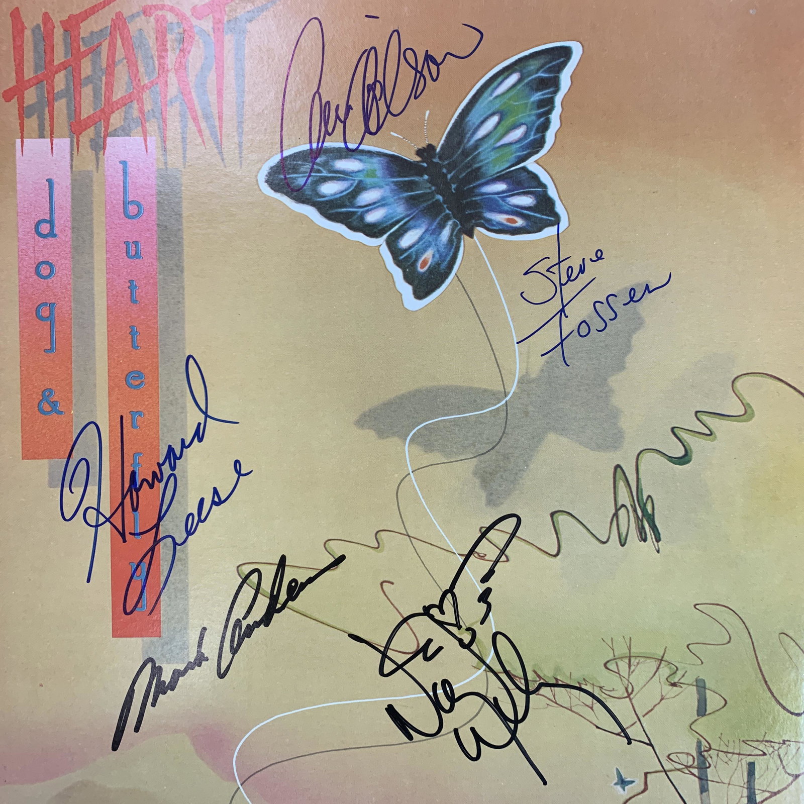 Heart signed album: Heart Dog and Butterfly album signed by Ann Wilson, Nancy Wilson, Howard Leese, Mark Calderon, Steve Fossen