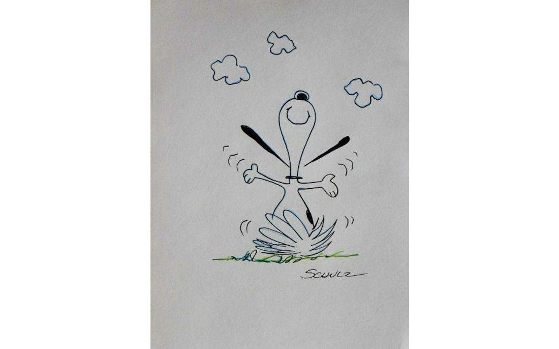 Snoopy Charles Schulz original signed drawing: Snoopy Charles Schulz original signed drawing autographed Schulz. 9x12 inches