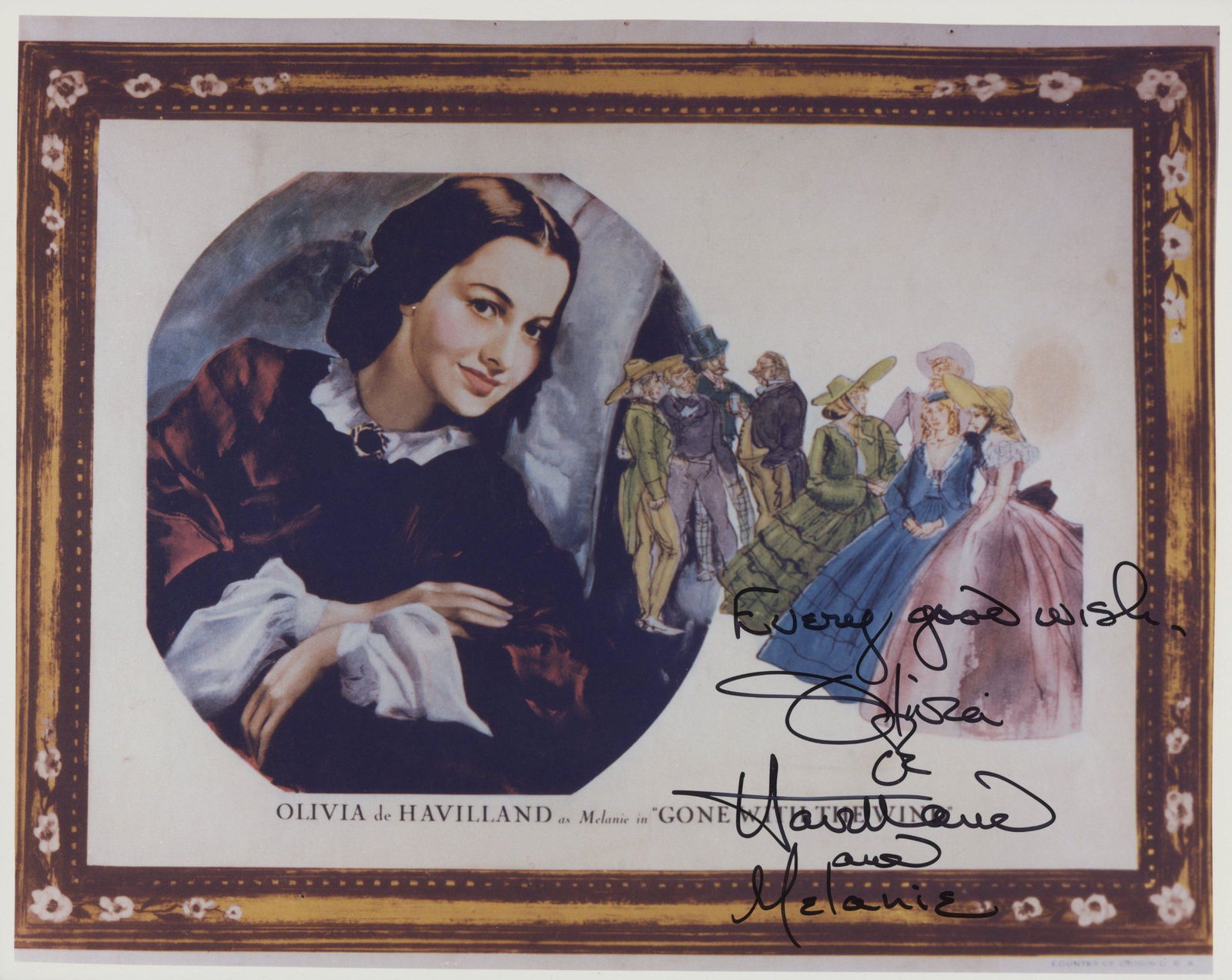 Gone With the Wind signed movie photo: Gone With the Wind signed movie photo autographed by Olivia de Havilland. 10x8 inches.