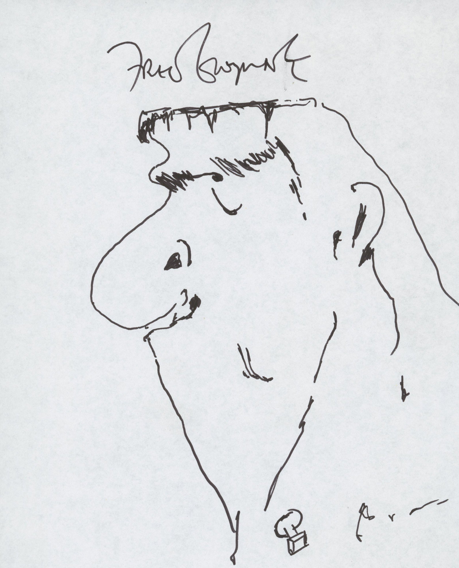 Fred Gwynne signed sketch: Fred Gwynne hand drawn signed sketch