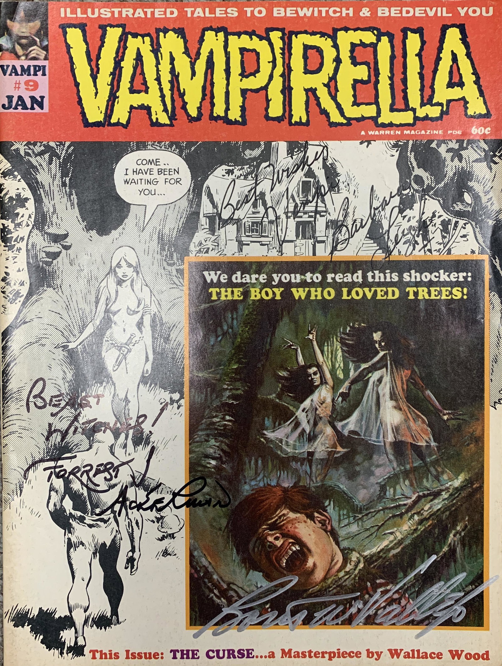 Vampirella signed comic book: Vampirella signed comic book autographed by Barbara Leigh, Forrest Aekerman and Boris Vallejo