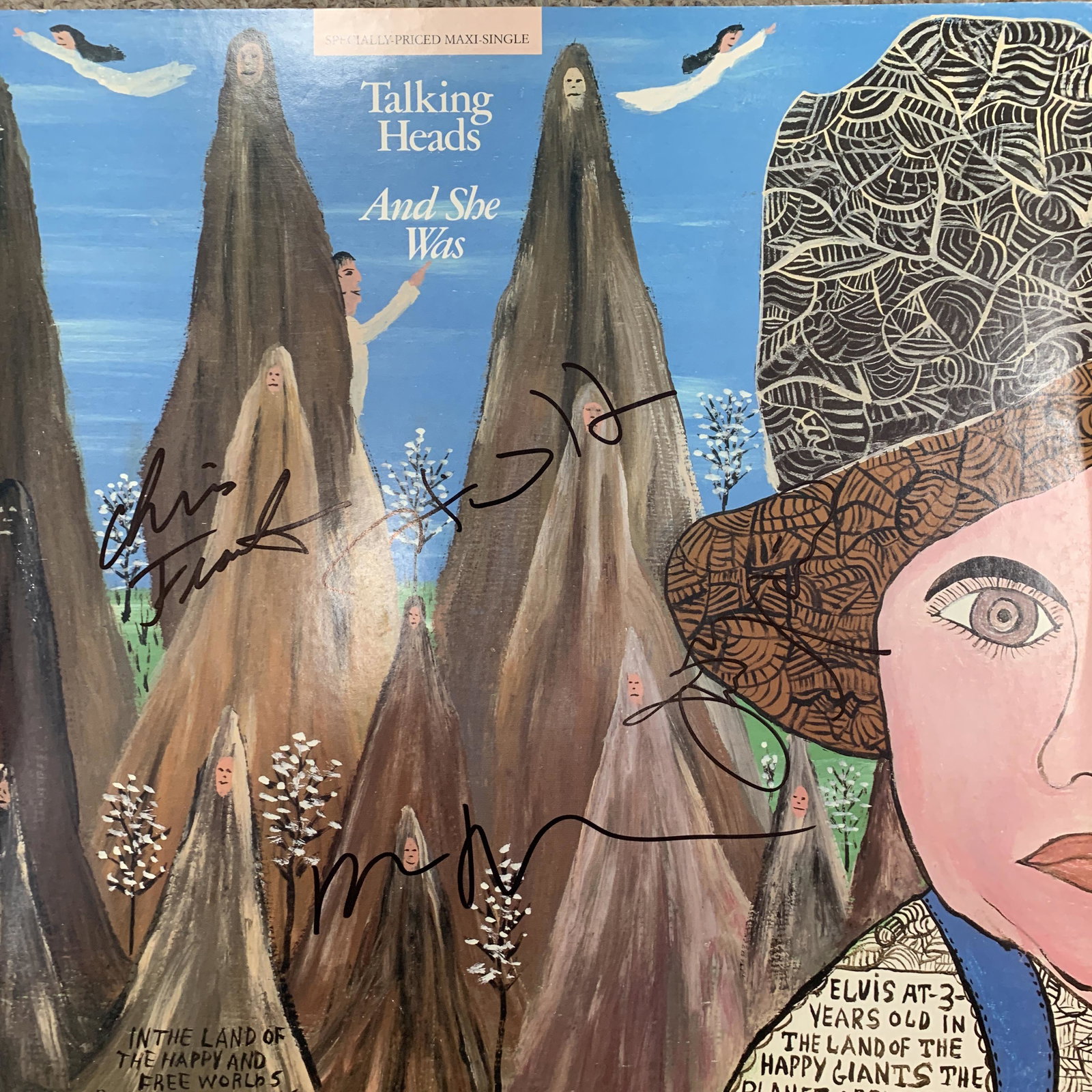 Talking Heads And She Was signed EP: Talking Heads And She Was signed EP autographed by David Byrne, Chris Frantz, Jerry Harrison and Tina Weymouth