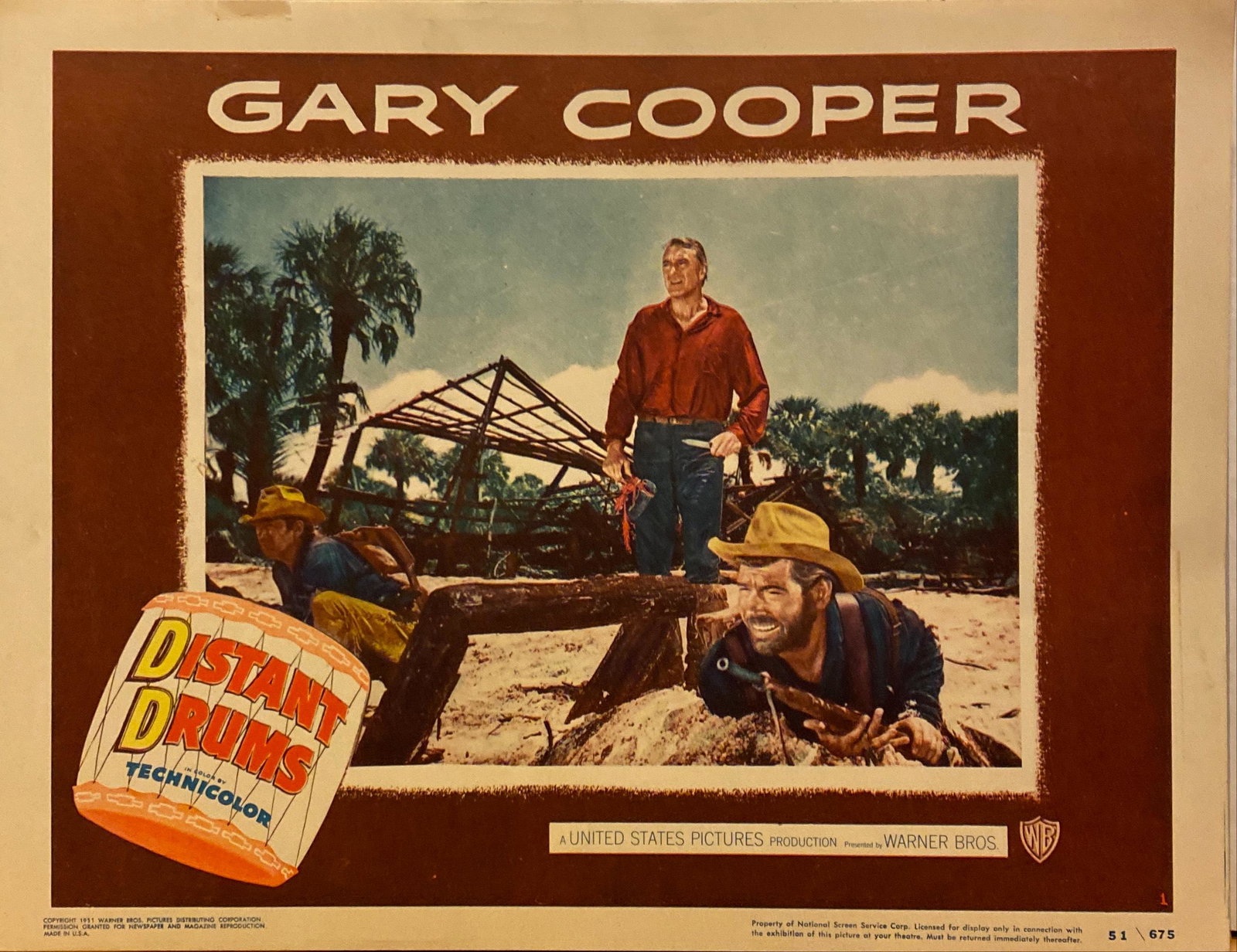 Distant Drums 1951 original vintage lobby card: Distant Drums 1951 original vintage lobby card on heavy card stock. 11x14 inches