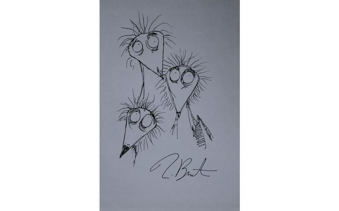 Tim Burton original hand drawn signed sketch: Tim Burton original hand drawn signed sketch. 6.5x10 inches