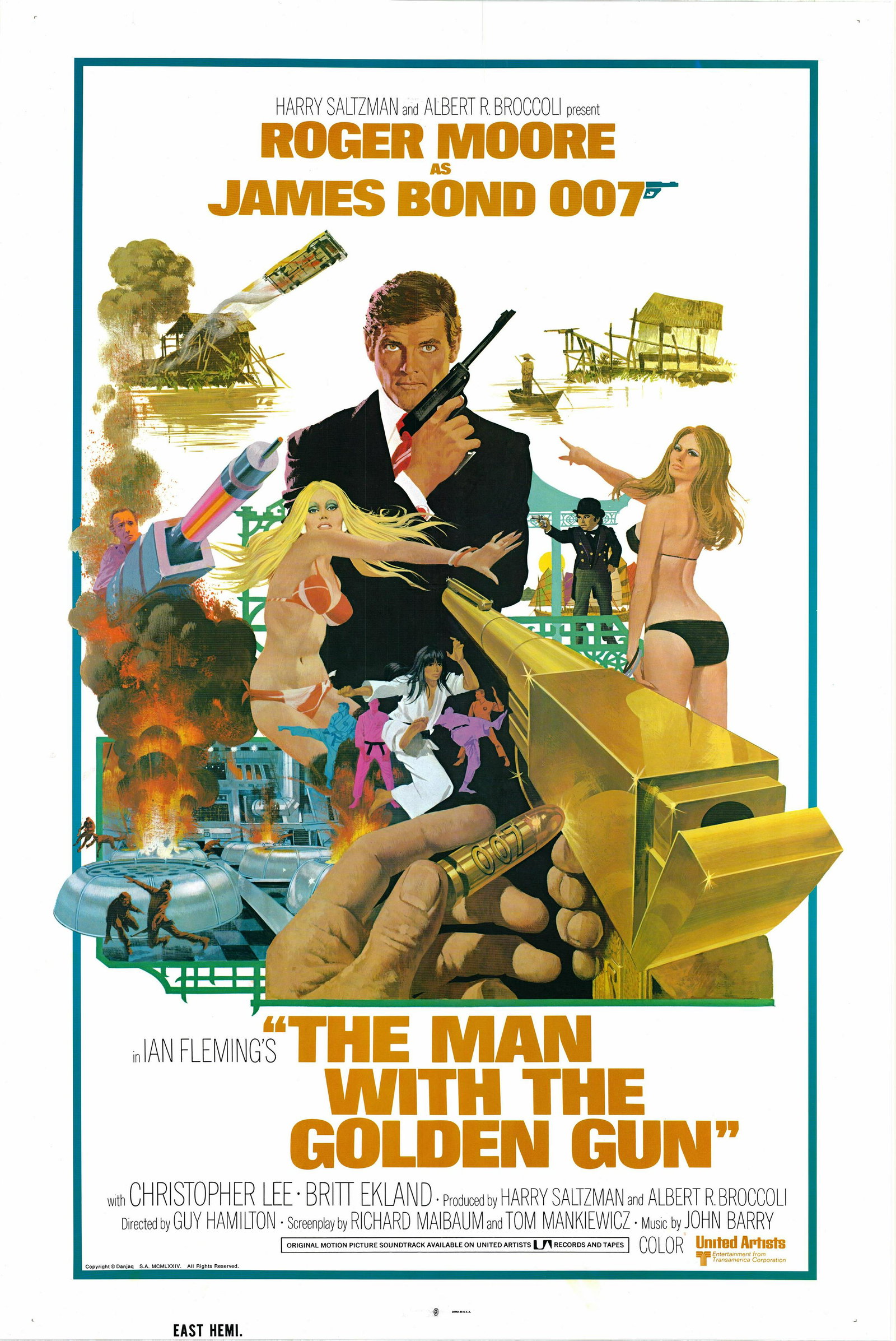 James Bond 007: The Man With the Golden Gun 1974: James Bond 007: The Man With the Golden Gun 1974 original vintage one sheet poster. 27X41 Inches