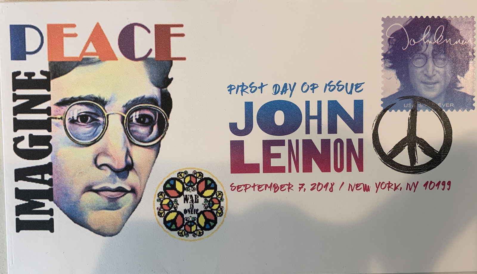 John Lennon First Day Cover: John Lennon First Day Cover. Unsigned 3x6 inches